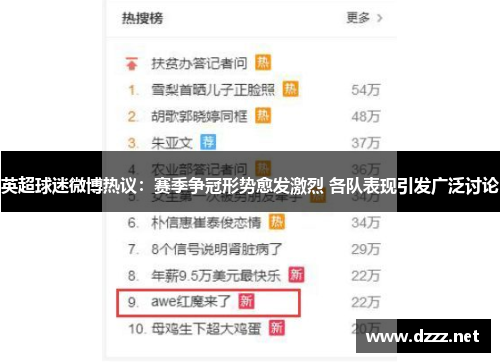 英超球迷微博热议:赛季争冠形势愈发激烈 各队表现引发广泛讨论 英超球迷微博热议:赛季争冠形势愈发激烈 各队表现引发广泛讨论